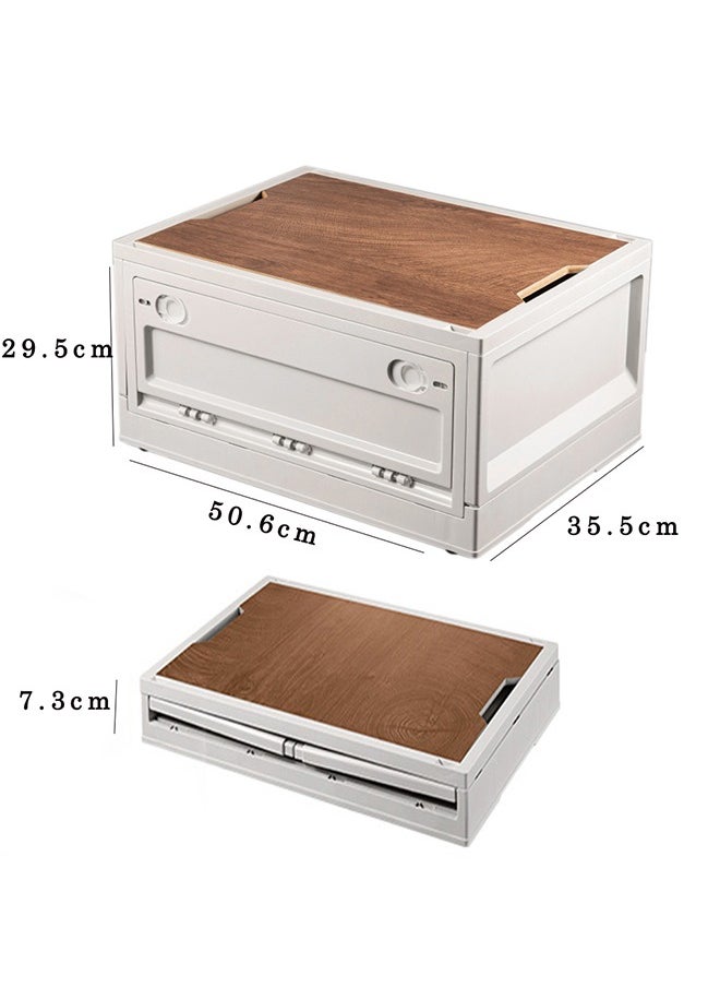 CityRiya-Long Camping Storage Box Outdoor Storage Bin Foldable Storage Case Container for Organizing Picnic Table with Wooden Lid Waterproof Trunk Organizer for Outdoor, Car  - Image 5
