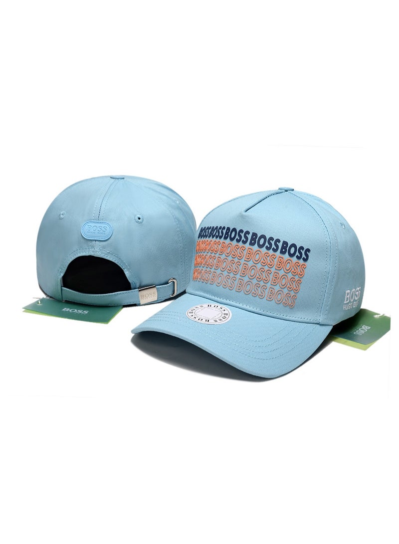 BOSS Light Blue Baseball Cap with Layered "BOSS" Logo Design