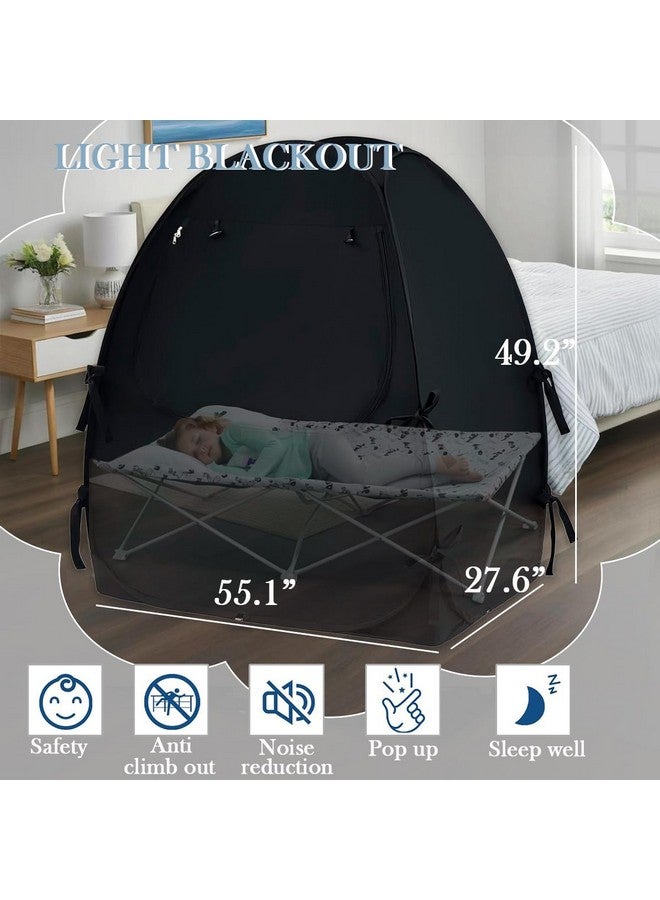 Akiky Pop Up Tent Crib Blackout Tent Mini Crib and Pack N Play Tent Travel Privacy Tent,Blackout Canopy Crib Cover, Sleep Pod for Kids Toddler Baby - Image 4