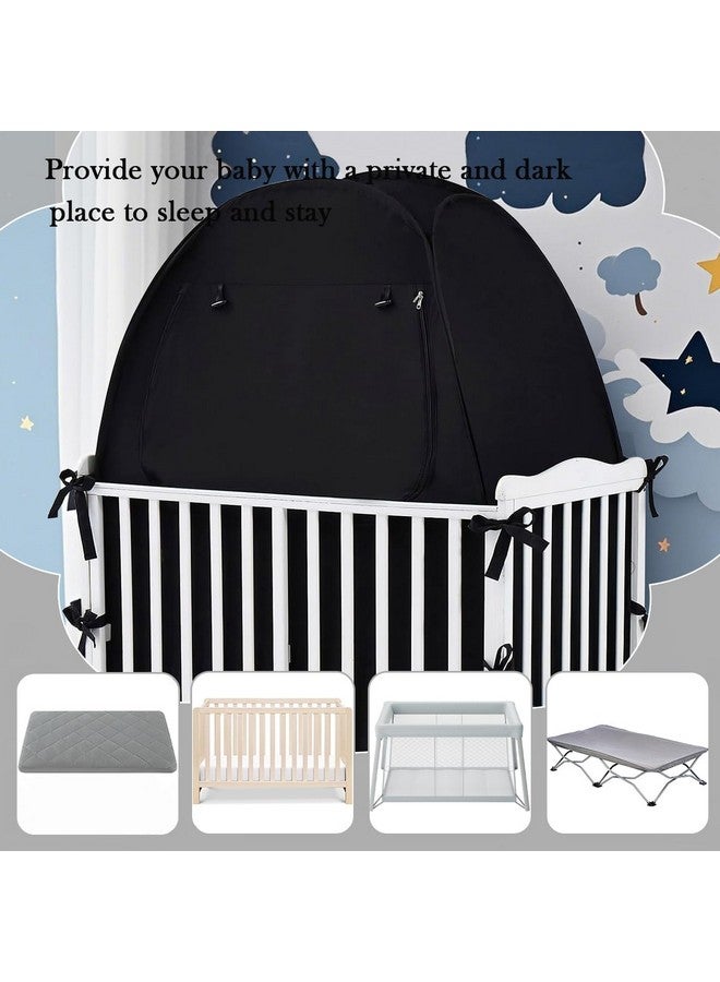 Akiky Pop Up Tent Crib Blackout Tent Mini Crib and Pack N Play Tent Travel Privacy Tent,Blackout Canopy Crib Cover, Sleep Pod for Kids Toddler Baby - Image 3