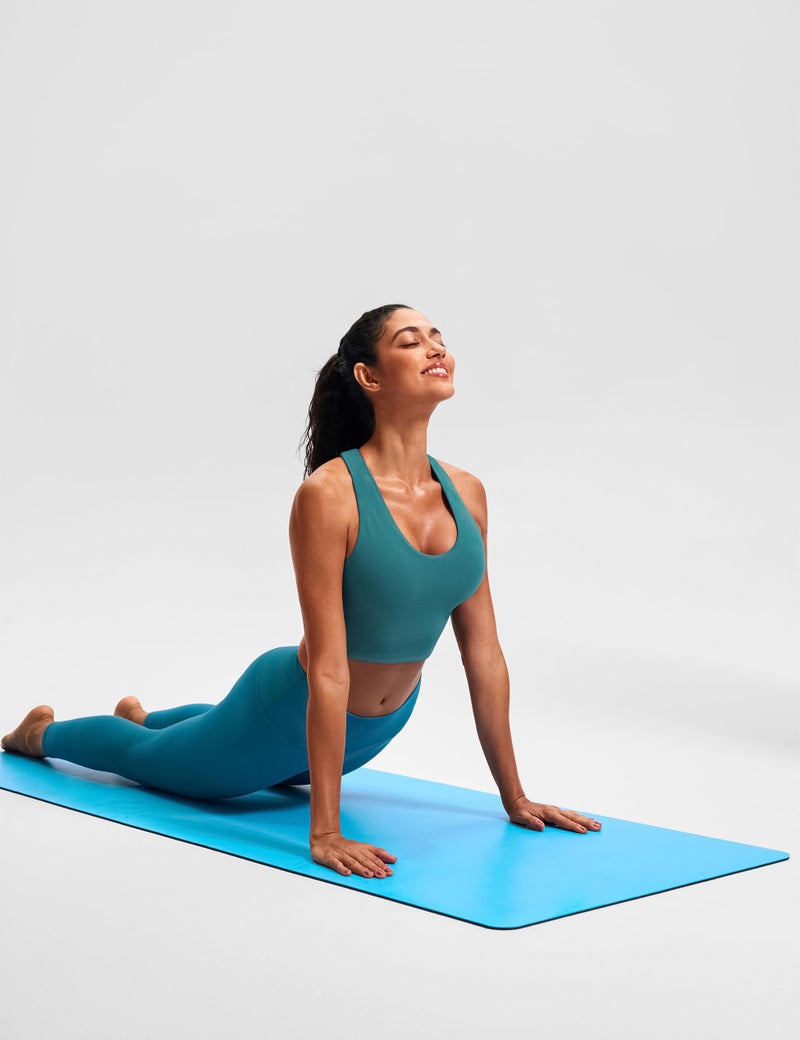 JOYSPELS Stunning Criss-Cross Back Sports Bra, Buttery Soft Longline Yoga Tank Top with Removable Padding, Padded Open-Back Workout Top for Pilates, Barre & Medium-Impact Gym Dark Green - Image 5