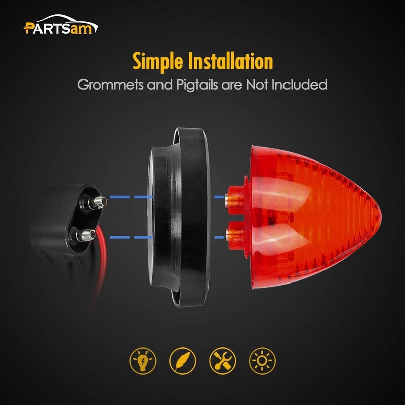 Partsam 10Pcs 2" Red Beehive LED Marker Lights - Image 5