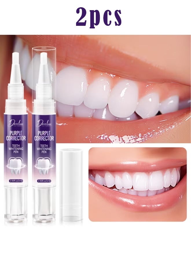 danliss Teeth Whitening Pen - Purple Corrector, Lightens, Removes Stain, Safe on Tooth, Improves the Appearance of Teeth, Enjoy the Most Beautiful Smile Motivation（2pcs） - Image 1