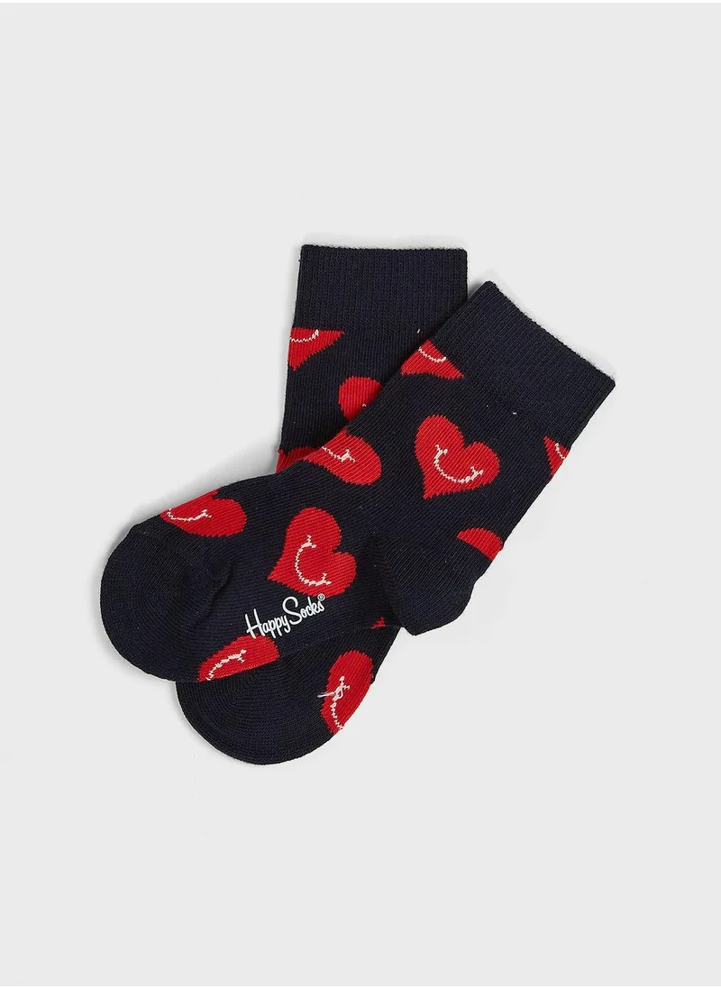 Happy Socks Kids 2 Pack Slime Heart Crew Socks