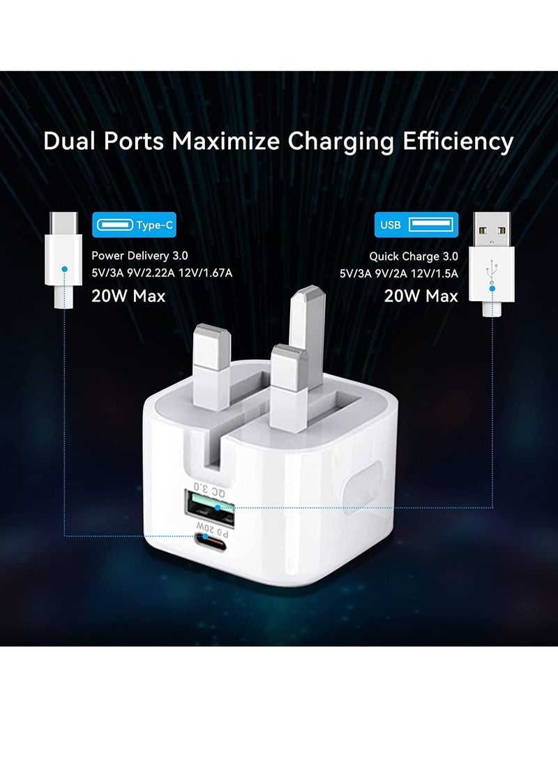 ELTRAZONE - 20W USB C Charger Block, 2-Ports [USB-C + USB] Charging Station, QC PD3.0 GaN Fast Charging Block, Type C Power Adapter for iPad Pro/iPhone/Samsung Note/Galaxy - Image 1