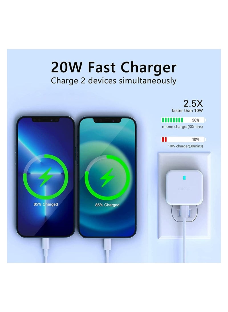 ELTRAZONE - 20W USB C Charger Block, 2-Ports [USB-C + USB] Charging Station, QC PD3.0 GaN Fast Charging Block, Type C Power Adapter for iPad Pro/iPhone/Samsung Note/Galaxy - Image 1