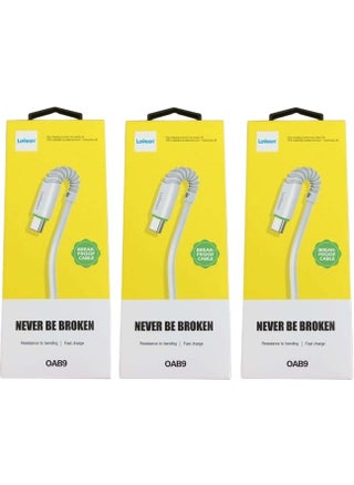 3 Pieces Oab9 Break-Resistant Type-C Fast Charging Cable 1 Meter - pzsku/Z02ED1A271135F7076D10Z/45/_/1730607743/a58dd39d-e4f7-4a52-abff-ab44cc352f25