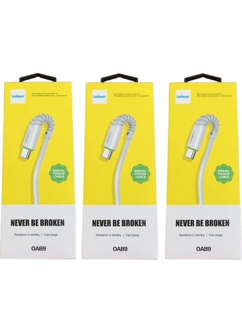 3 Pieces Oab9 Break-Resistant Type-C Fast Charging Cable 1 Meter