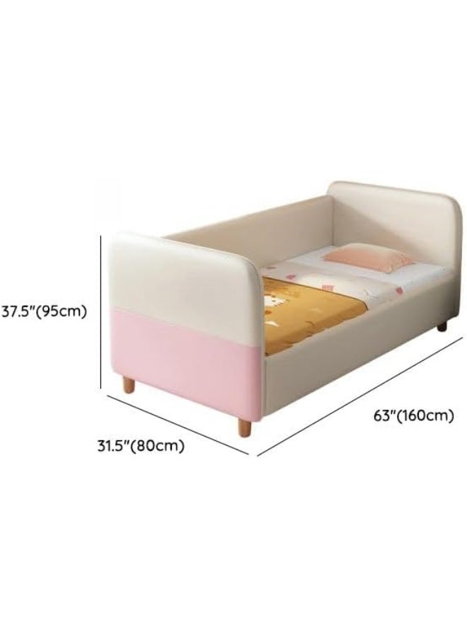 Ripple FURNITURE FLORA homes Children's Twin Bed, Pink and Cream, with Headboard and Footboard, Wooden Legs (160cmx80cmx95cm) - Image 2
