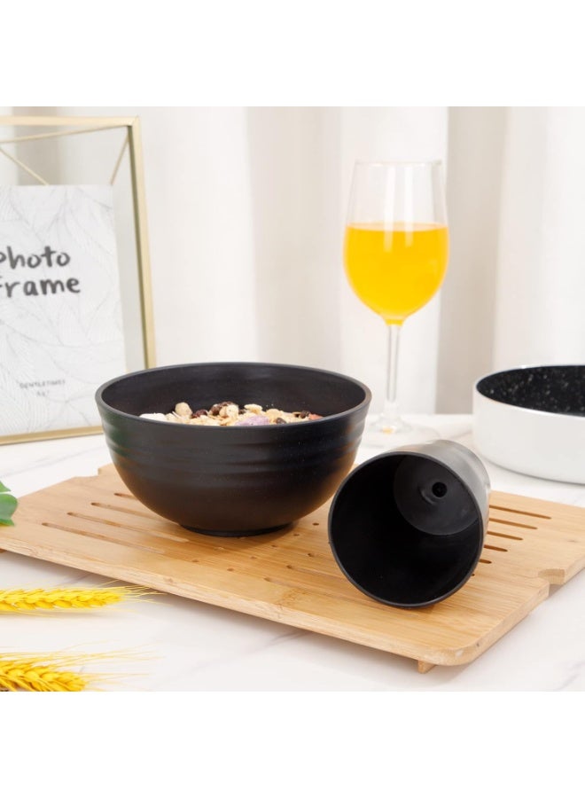 موثوقية التنبؤ طقم أدوات مائدة من قش القمح، أدوات مائدة غير قابلة للكسر لثمانية أشخاص، آمنة للاستخدام في الميكروويف وغسالة الأطباق، أدوات مائدة قابلة لإعادة الاستخدام، طقم أسود من ١٦ طبقًا، ٨ أوعية، ٨ أكواب - Image 5