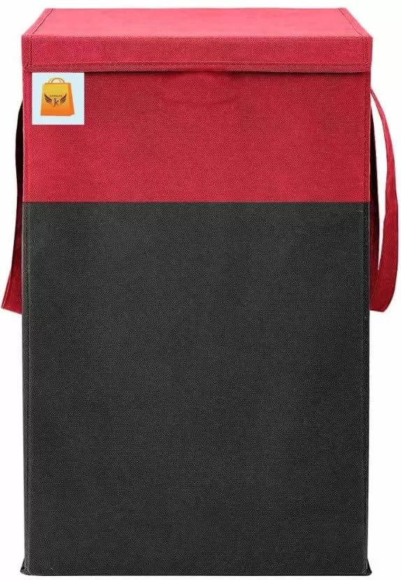 BB BACKBENCHERS Foldable Laundry Basket for Clothes with Lid 45L Durable Cloth Storage Basket Multipurpose Organizer for Laundry Toys and Home Essentials(RED-BLACK) - Image 1