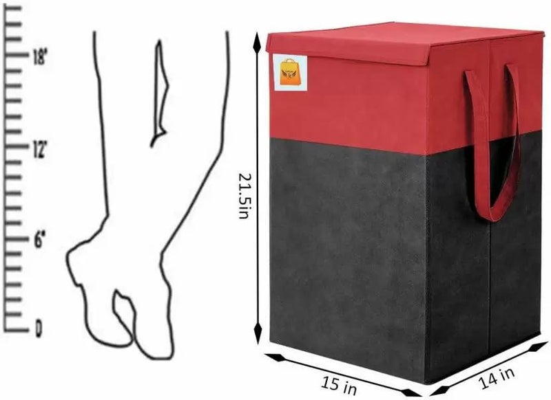 BB BACKBENCHERS Foldable Laundry Basket for Clothes with Lid 45L Durable Cloth Storage Basket Multipurpose Organizer for Laundry Toys and Home Essentials(RED-BLACK) - Image 4