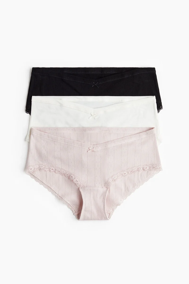 H&M  MAMA 3-pack lace-trimmed cotton hipster briefs for Women | Best Price UAE