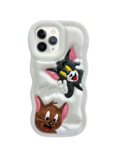 Silicone Case With Microfiber Lining 3D Sweet Shapes For Apple iPhone 11 Pro (Tom & Jerry) (White)