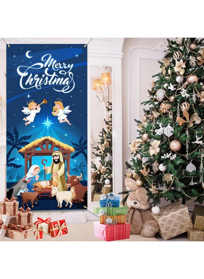 Merry Christmas Nativity Scene Door Cover Banner, Nativity Barn Birth Of Jesus Nativity Backdrop Scene Blue Large Holy Nativity Backdrop For Xmas Party - pzsku/Z02ED4481D89B47083EA3Z/45/_/1734347790/ab6dee87-88fe-4571-bcbd-0d4033bbda61