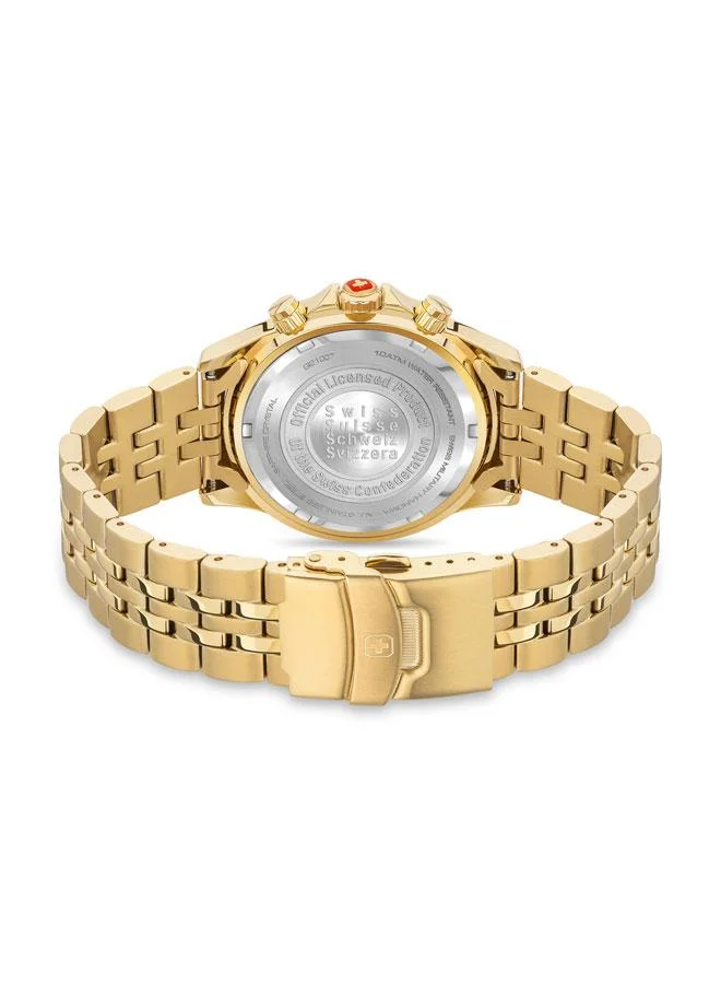 سويس ميليتري هانوا Flagship X Chrono 43mm Men's Watch with Yellow Gold Plated Stainless Steel Bracelet