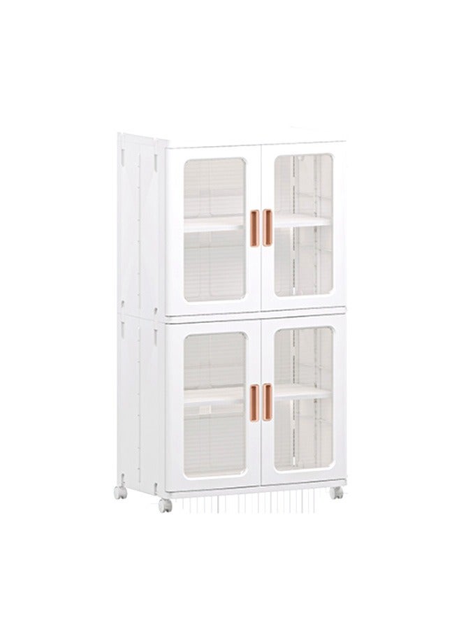 JCB CHIC Storage Bin With Lids And Doors ,Plastic Storage Cabinet With  Wheels ,Foldable Narrow Cabinet Light Luxury Home Multi-layer Kitchen - Image 1