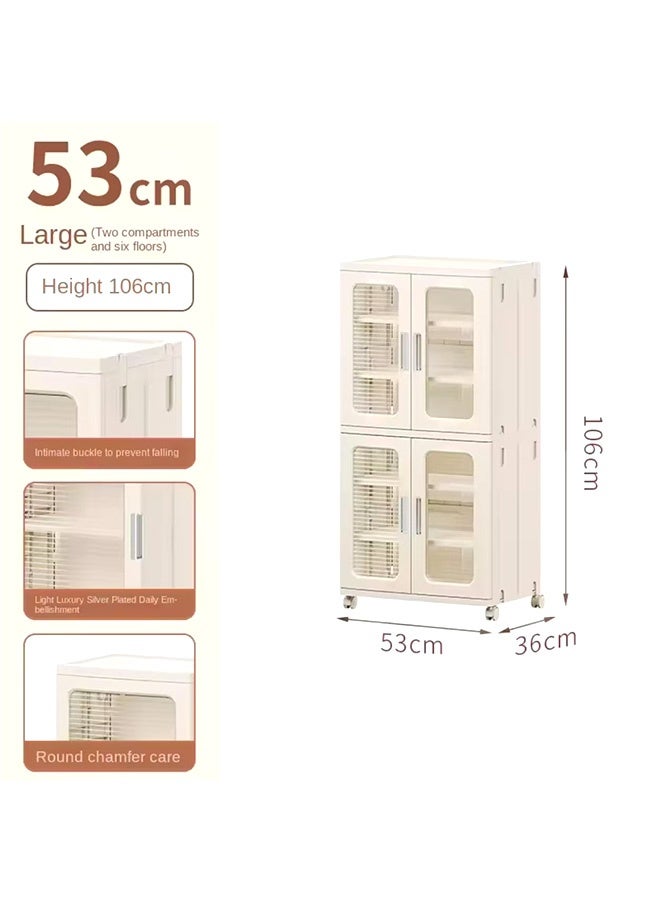 JCB CHIC Storage Bin With Lids And Doors ,Plastic Storage Cabinet With  Wheels ,Foldable Narrow Cabinet Light Luxury Home Multi-layer Kitchen - Image 2