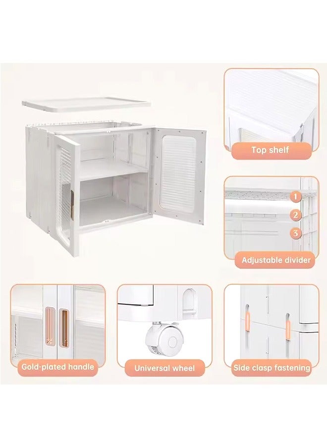 JCB CHIC Storage Bin With Lids And Doors ,Plastic Storage Cabinet With  Wheels ,Foldable Narrow Cabinet Light Luxury Home Multi-layer Kitchen - Image 5