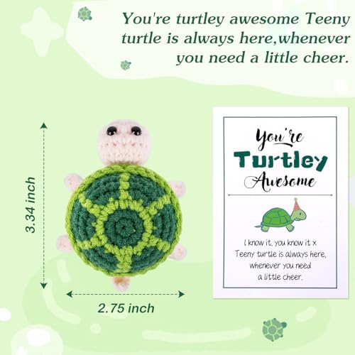 Maziky Funny Positive Turtle Mini Crochet Sea Turtle with Positive Affirmations Cards for Inspirational Novelty Gifts (Positive Turtle, 1P) - Image 2