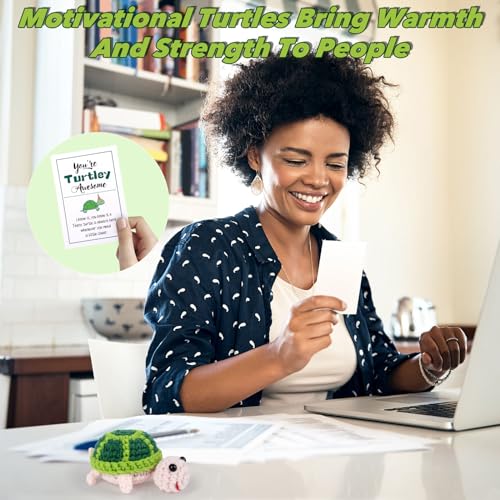 Maziky Funny Positive Turtle Mini Crochet Sea Turtle with Positive Affirmations Cards for Inspirational Novelty Gifts (Positive Turtle, 1P) - Image 4