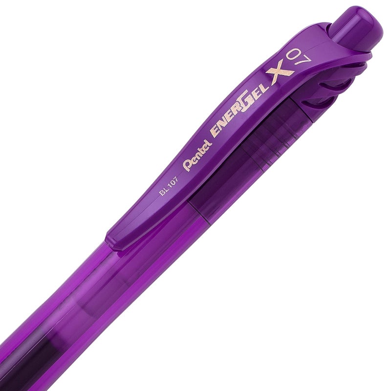 Pentel EnerGel-X Retractable Liquid Gel Pen, 0.7mm, Medium Line, Metal Tip, Violet, 3 Pack (BL107BP3V) - Image 2