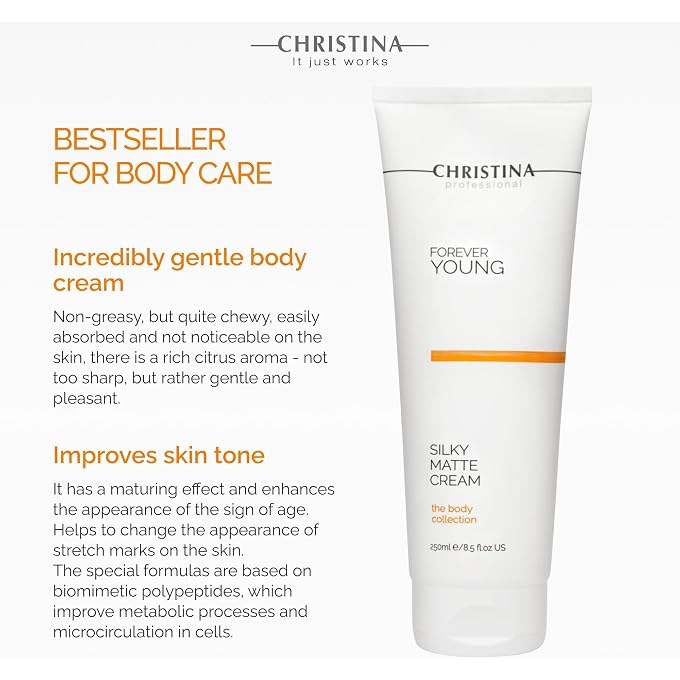 -CHRISTINA- Forever Young Silky Matte Cream - Low-oil Body Cream for Smoother & Firmer Skin, for Normal & Dry skin, (250 ml) - Image 2
