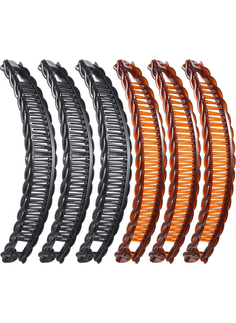 WILLBOND - WILLBOND 6 Pieces Banana Hair Clip Clincher Combs Clip Fishtail Fish Shape Hair Clip Ponytail Banana Clip Accessory for Women HairBlack Brown - Image 1