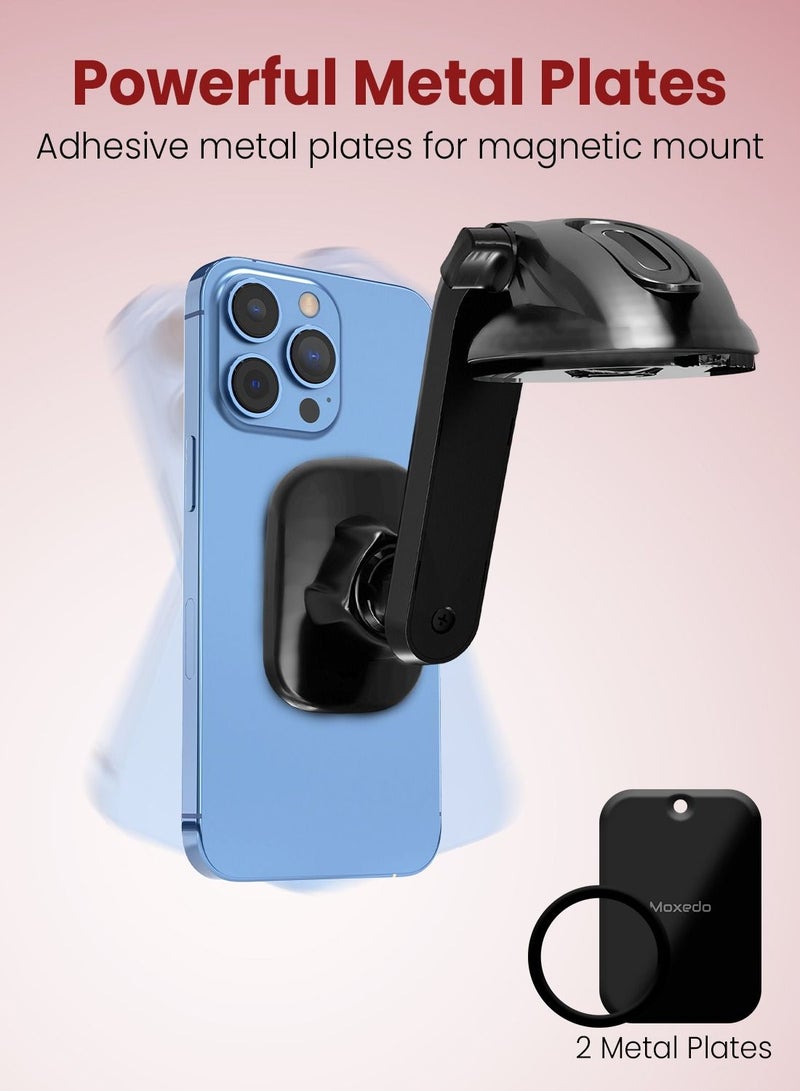 Moxedo Magnetic Car Mount Phone Holder for Dashboard and Windshield 360° Adjustable Compatible with iPhone 13/12/11/XR/XS/XS Max/ Galaxy S20 Note 20 Ultra & All Smartphones - Image 3