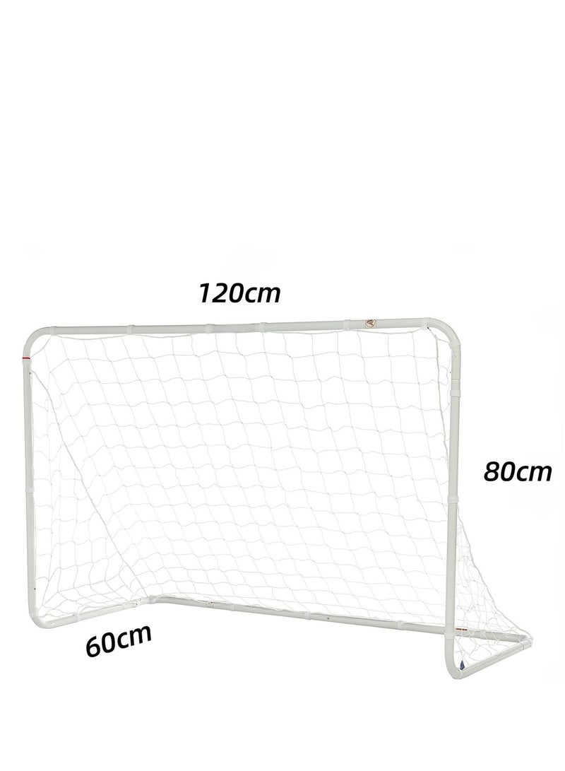 RAKAY Portable Soccer Goal with Net,Football Goal with a Single Net 120 x 80 x 60 cm, Goal Meatel Post,White Frame, Includes Ground Pegs - Image 2