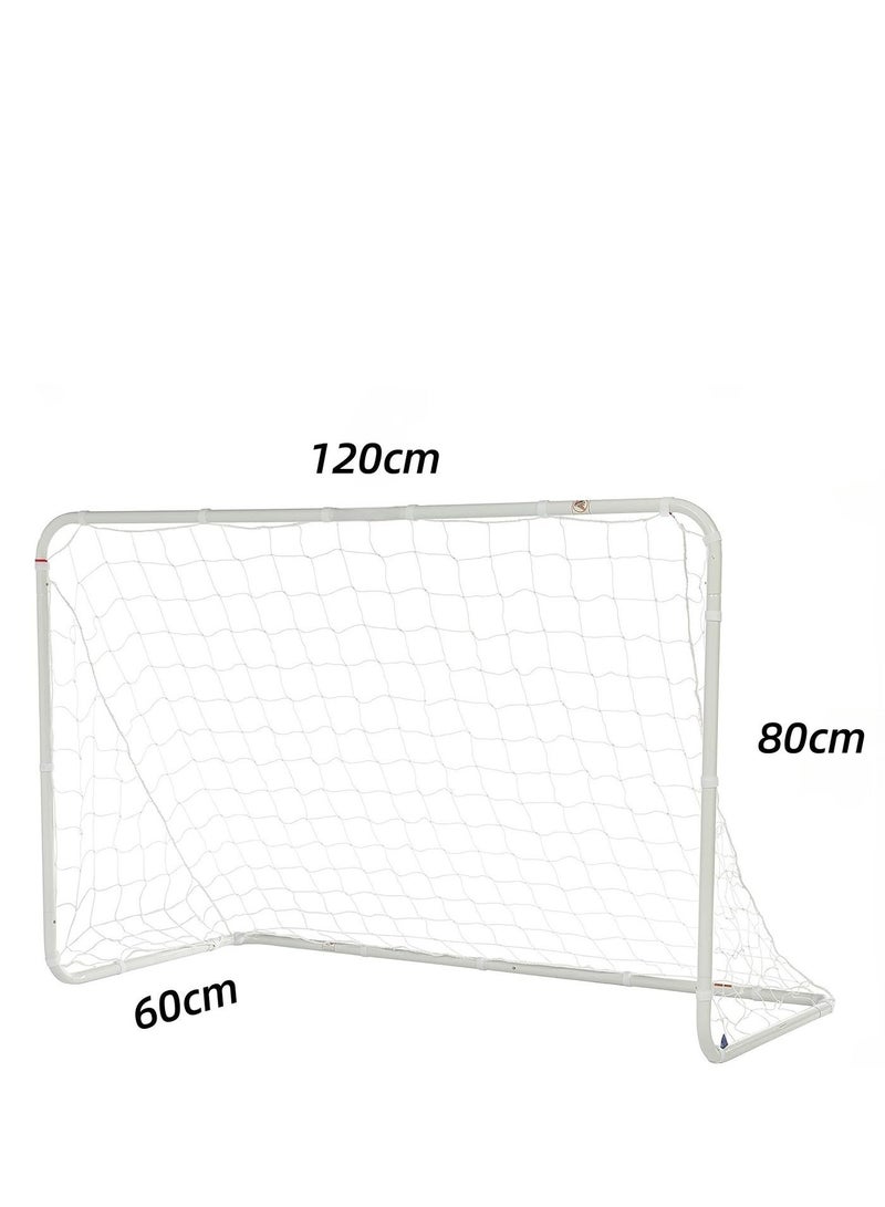 RAKAY Portable Soccer Goal with Net,Football Goal with a Single Net 120 x 80 x 60 cm, Goal Meatel Post,White Frame, Includes Ground Pegs - Image 2