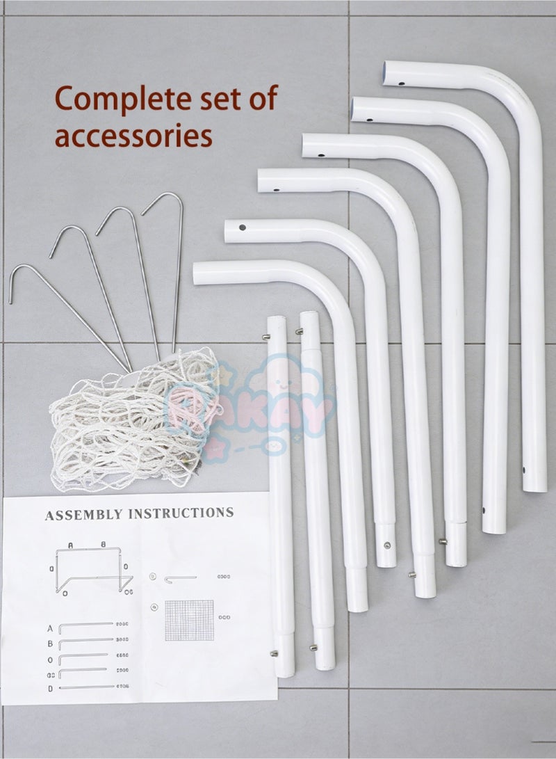 RAKAY Portable Soccer Goal with Net,Football Goal with a Single Net 120 x 80 x 60 cm, Goal Meatel Post,White Frame, Includes Ground Pegs - Image 3