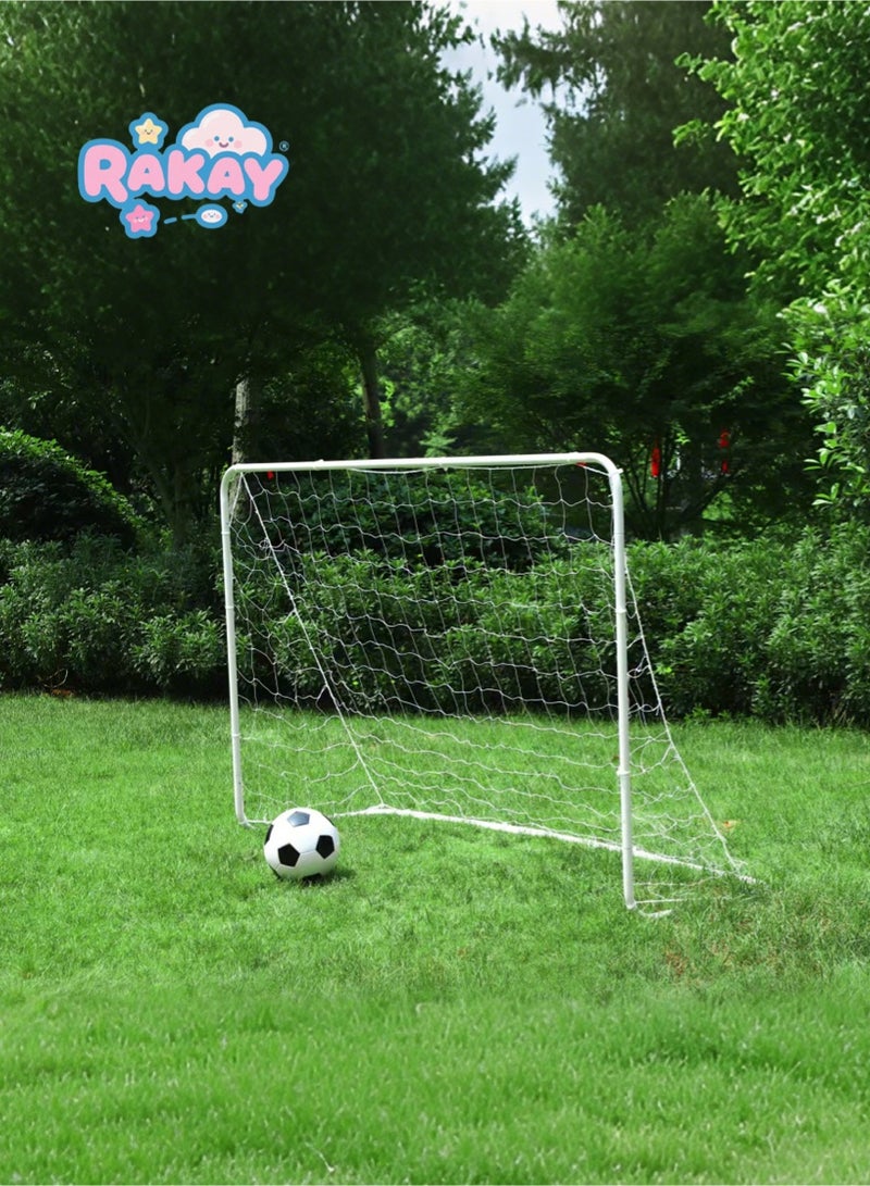 RAKAY Portable Soccer Goal with Net,Football Goal with a Single Net 120 x 80 x 60 cm, Goal Meatel Post,White Frame, Includes Ground Pegs - Image 1