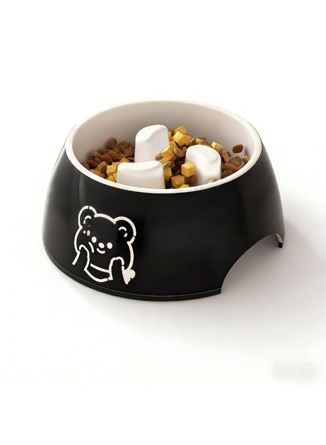 EPET Pet Slow Feeder Dog Bowl Anti-Choke Pet Food Dish with Raised Pillars for Bloat Stop & Healthy Eating Habits- Black Lucky Bear - Image 1