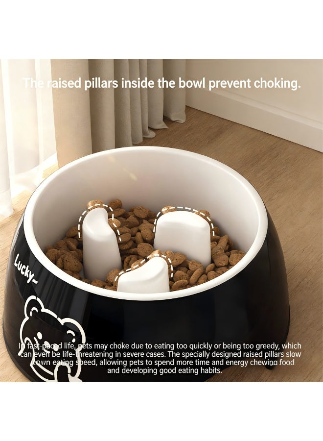 EPET Pet Slow Feeder Dog Bowl Anti-Choke Pet Food Dish with Raised Pillars for Bloat Stop & Healthy Eating Habits- Black Lucky Bear - Image 4