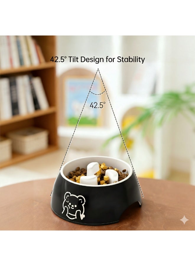 EPET Pet Slow Feeder Dog Bowl Anti-Choke Pet Food Dish with Raised Pillars for Bloat Stop & Healthy Eating Habits- Black Lucky Bear - Image 5