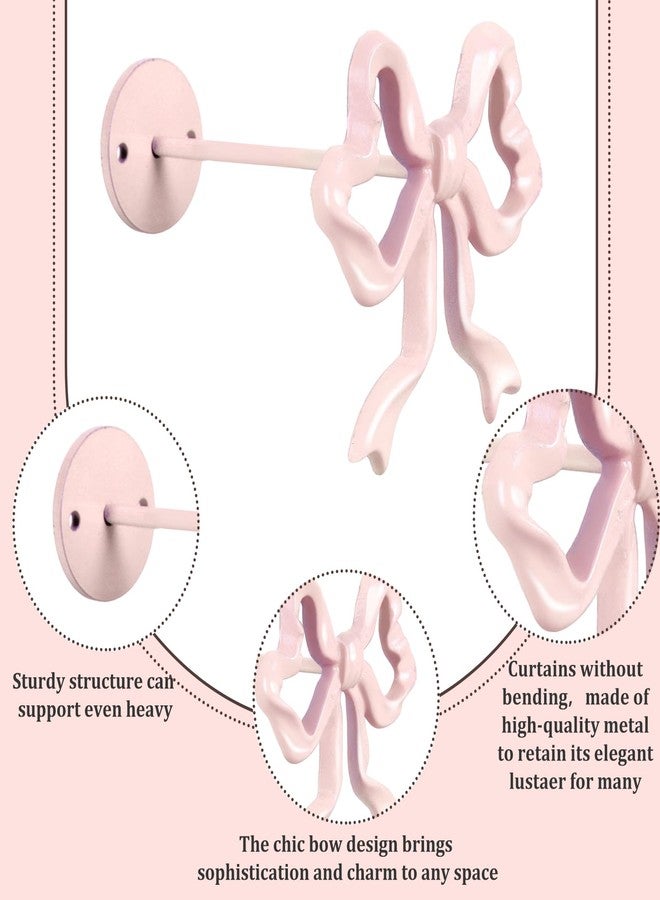 وولاين مجموعة من قطعتين من مشابك ستائر على شكل فيونكة وردية اللون من والين، تُثبت على الحائط، مصنوعة من المعدن، مثالية لتزيين المنزل والمكتب وغرفة المعيشة وغرفة النوم. - Image 3