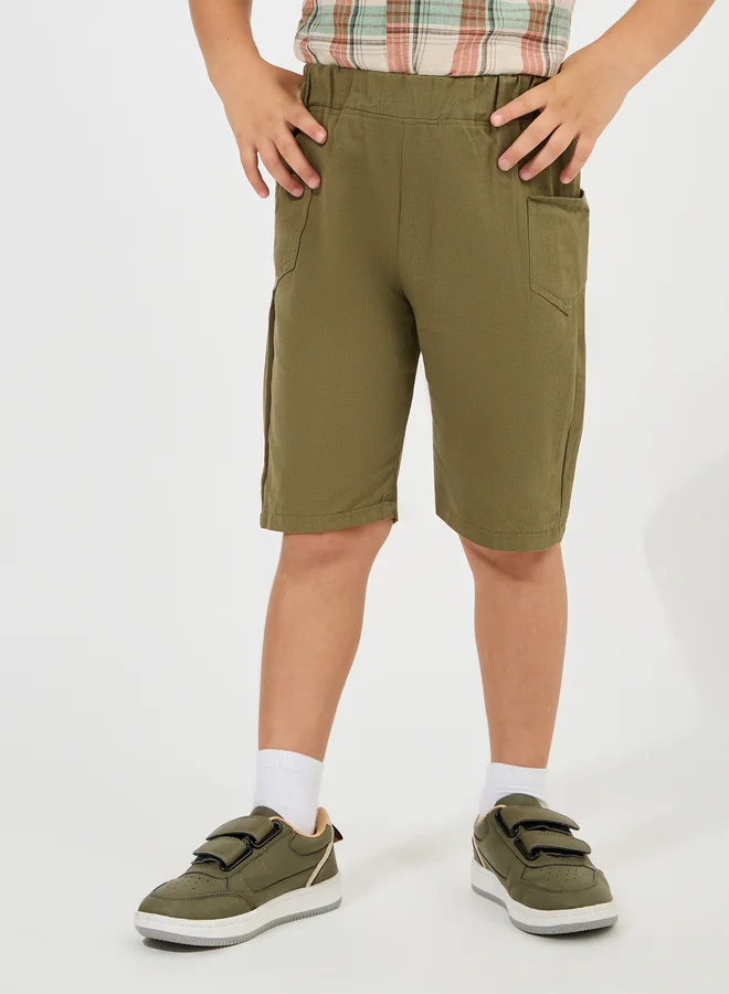 Styli Styli Elastic Waistband Solid Shorts with Side Pocket
