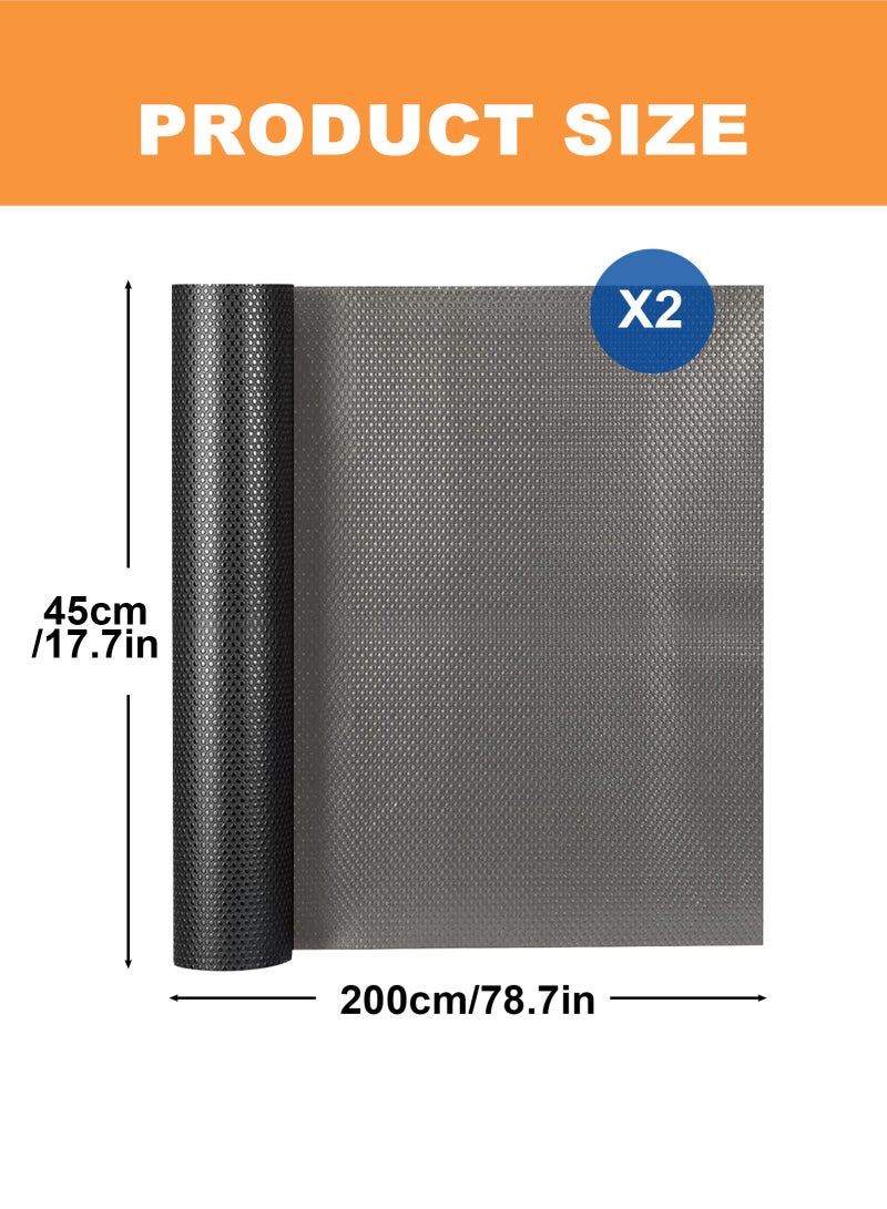 HomarKet Shelf Liners-2 Rolls 45*200cm Non-Slip Shelf Liners for Kitchen Cabinets nonstick Shelf Lining Drawer Mats EVA Protector Original Smooth Liner, Durable Strong Grip, Stain-Proof Shelf for Cupboard (Grey,45x200cm) - Image 2