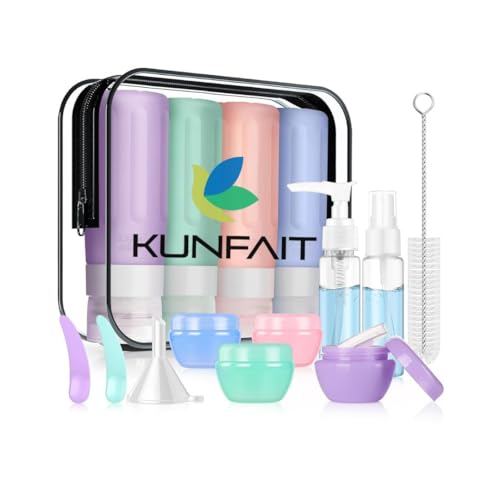 KUNFAIT 16 Pack Mini Bottles & Containers Travel Size Toiletries Set Body Loofa Silicone Empty Containers Spray Bottle Refill Shampoo Lotion Oil Traveling Essentials for Women Men Toiletry Kit - Image 1