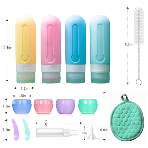 KUNFAIT 16 Pack Mini Bottles & Containers Travel Size Toiletries Set Body Loofa Silicone Empty Containers Spray Bottle Refill Shampoo Lotion Oil Traveling Essentials for Women Men Toiletry Kit - Image 2
