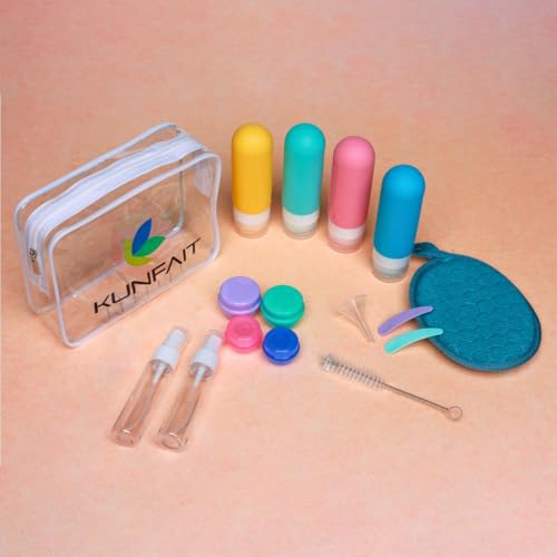 KUNFAIT 16 Pack Mini Bottles & Containers Travel Size Toiletries Set Body Loofa Silicone Empty Containers Spray Bottle Refill Shampoo Lotion Oil Traveling Essentials for Women Men Toiletry Kit - Image 3