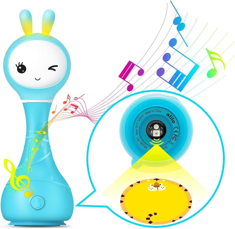 alilo Bunny Baby Rattle Shaker and Teether Toys,Electronic Rattle Infants Toy,9 Kinds of Color Learning and Educational Toys with Music & Light for 0-6-12 Months, Gift for Newborns Girls Boys Toddlers - Image 1