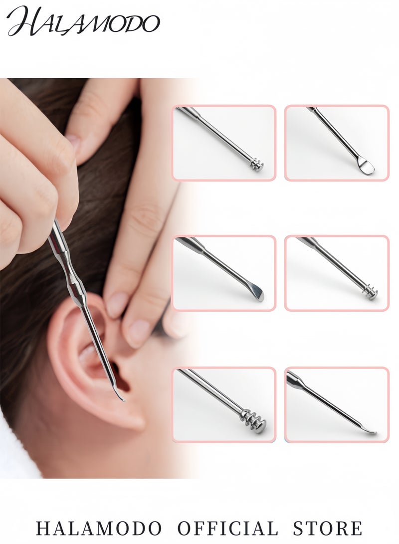 HALAMODO 3 Pcs Ear Wax Removal Kit Stainless Steel Spiral Ear Cleaner Professional Ear Care Tool 360掳 Spiral Ear Massager with Storage Box  - Image 2