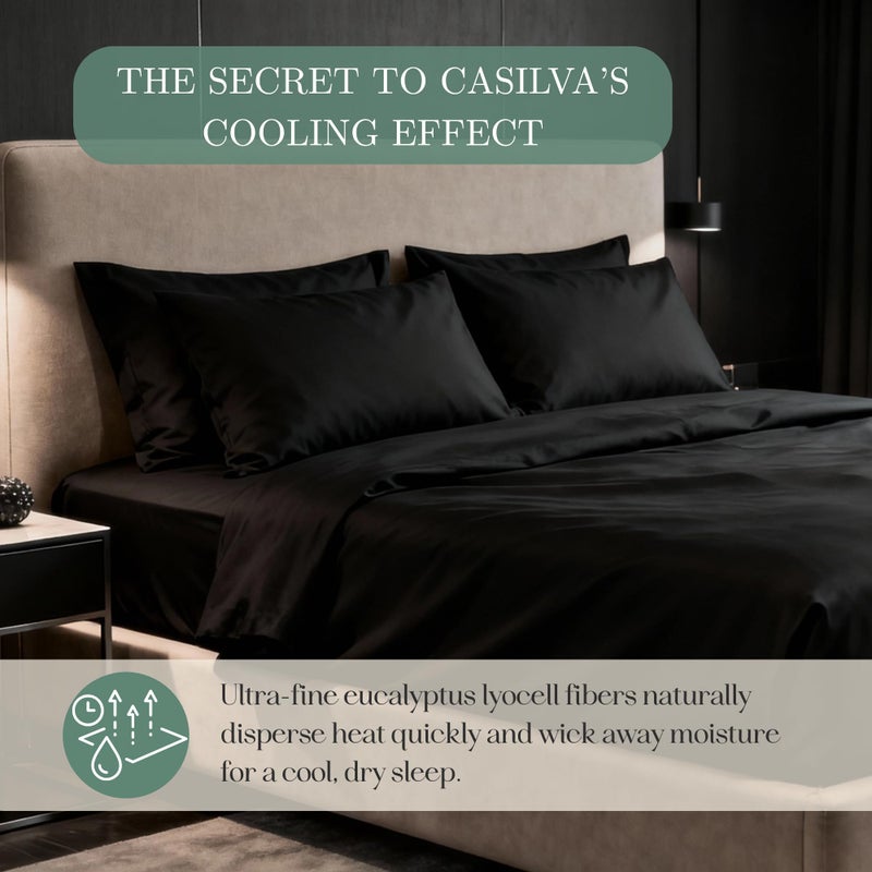 CASILVA Eucalyptus Sheets - Infused with Silver for Anti-Odor, Softer Than Silk Fibers, More Cooling Than Cotton - Perfect for Hot Sleepers & Sensitive Skin - 100% Tencel Lyocell - King Sheet Set - Image 3