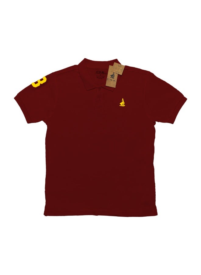 Ethic Solutions Polo T-Shirt for Men – Premium Cotton Short Sleeve Casual with Embroidered Logo Summer Collar Shirts Button Solid Color – L - Maroon - Image 2