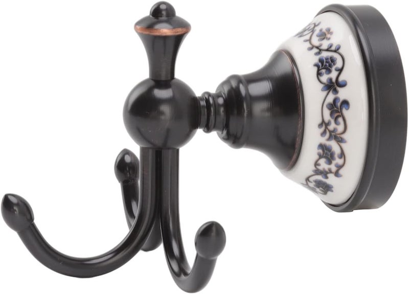 Wall Mounted Coat Hook, 3 Prong Retro Look Hanging Towel Hook, Blue and White Porcelain Pattern, Resistance Wall Hook for Bathroom Bedroom Kitchen Entrance - Image 3