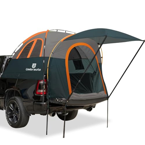 Umbrauto Truck Bed Tent with Awning 5558FT PU3000mm Waterproof Tailgate Pickup Truck Tents Easy Setup for 2 Person Fits Full Size Short Bed Chevy Dodge Ford GMC Green - Image 1