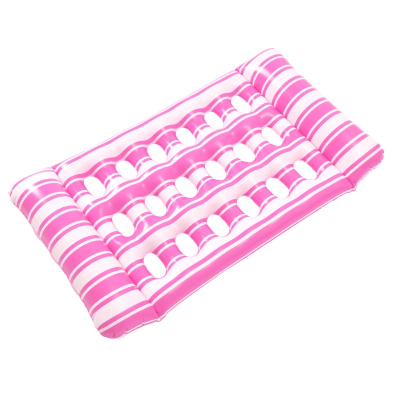 Cross-border Explosions Inflatable Floating Row Water Leaves Printing Hole Floating Row Inflatable Backrest Recliner Hammock Inflatable Floating Row Stripe powder