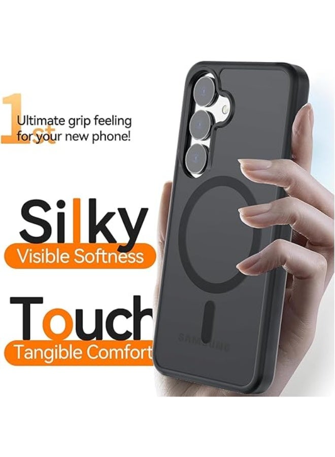 Magnetic Case Designed for Samsung Galaxy S24/S25, [MagSafe Compatible] [Military Grade Drop Protection] Slim Clear Matte Shockproof Case with Anti-Fingerprint - (Black) - Image 2